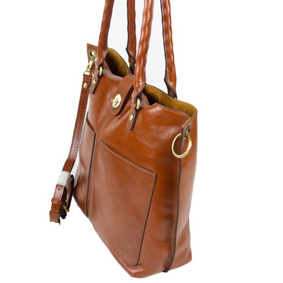 Patricia Nash Brown Tan Marseille Leather Grommet Tote Purse Shoulder Bag - Picture 6 of 16